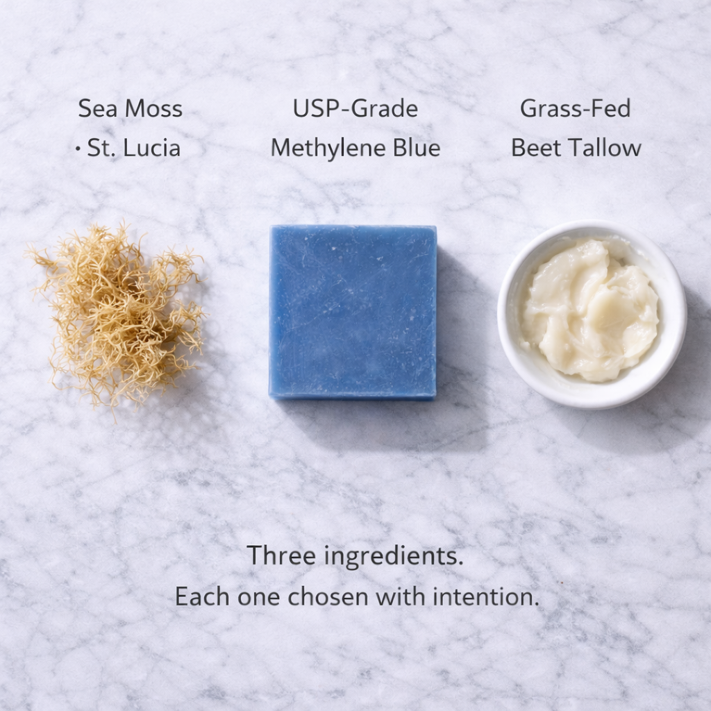 Methylene Blue Sea Moss Tallow Soap Bar for Clear & Healthy Skin