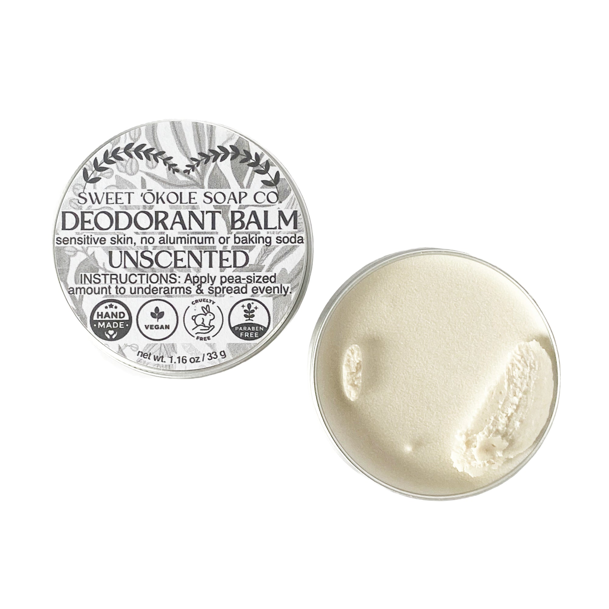 Natural Deodorant for Sensitive Skin, Unscented Ultra-Gentle